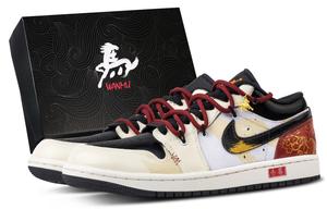 Jordan Air 1 Soar To Success, Box, устойчивые к истиранию низкие баскетбольные кроссовки Unisex в винтажном стиле, бежево-красные