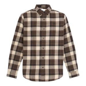 Timberland Мужская рубашка шоколадного цвета с коричневым лацканом, средней высоты