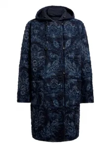 Стеганое пальто с капюшоном и узором пейсли Etro, синий