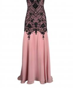 Вечернее платье без бретелек с цветочной вышивкой цвета орхидеи черного цвета Suewong