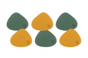 Подставки под стаканы - набор из 6 штук - из переработанной кожи горчично-желтого и елово-зеленого цвета Björn, желтый