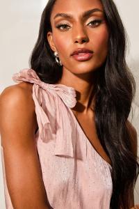 Топ с бантом на одно плечо с горячей фиксацией Lipsy, розовый