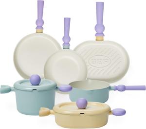 Набор посуды Neoflam Better Finger Cookware, 8 предметов, мятный / желтый