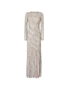 Платье макси с длинными рукавами и плиссировкой Missoni, бежевый