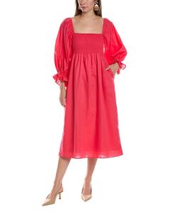 Платье миди JL LUXE из льняной смеси, розовый