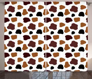 Штора ABAKUHAUS с принтом коровы в деревенском стиле, Корова в прятки, универсальная тесьма для гостиной с петлями и крючками, 280 x 225 см, цвет: белый, черный, коричневый Abakuhaus
