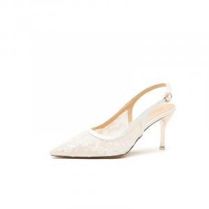 YAFEI XUANYU Женские белые сандалии на каблуке 7 см с одной лямкой, цвет White