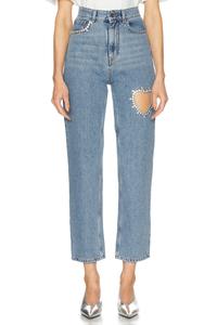 Кристальное сердце джинсы с прямыми штанинами Area, Light Blue