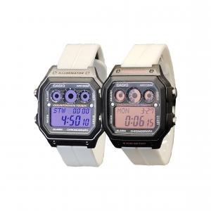 CASIO Кварцевые часы унисекс с силиконовым ремешком и черным циферблатом