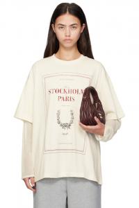 Acne Studios Футболка Off-White с многослойным принтом