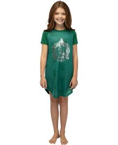 Ночная рубашка-пижама с коротким рукавом и рукавами реглан с принтом в виде герба факультета Хогвартс для девочек Harry Potter, Green