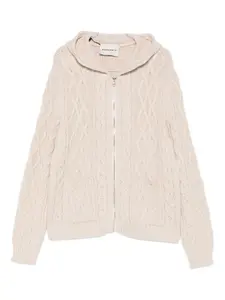 Кардиган с капюшоном и вязкой "косы" Amaranto, светло-коричневый