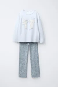 Пижама с бантом из искусственного меха, 6-14 лет Zara, светло-голубой