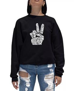 Женская толстовка Word Art Crewneck Peace Fingers LA Pop Art, черный