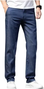 Багги джинсы с эластичным поясом тонкие прямые джинсы темные классические брюки SIDUFHAOPKLL