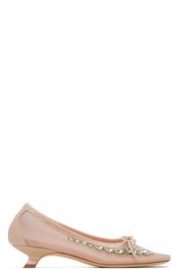 Туфли-балетки с розовыми цветочными украшениями и сеткой Simone Rocha