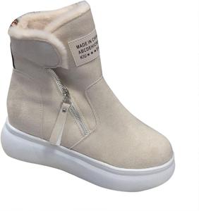 Водонепроницаемые женские ботинки западного стиля с утеплителем, камуфляжные, средней высоты, зимние мягкие ботинки на молнии, рабочие ботинки, водонепроницаемая осенняя обувь для женщин Generic, #B04-White