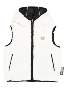 Жилет с капюшоном и логотипом Тедди Moschino Kids, белый