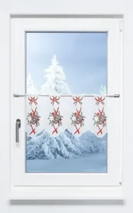 Штора для кафе, кружево Плауэн - пряничный (Ш x В) 162 см * 30 см, красный/красно-коричневый Plauener Spitze