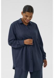 Блуза Kaffe Curve Button-down blouse, Mood Indigocc/Dark Blue