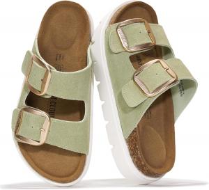 Женские платформенные сандалии Project Cloud из натуральной кожи - сандалии на танкетке с массивной подошвой, с ортопедической стелькой с эффектом памяти и пробковой подошвой (GREECECHUNKY), Sage Suede