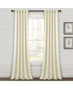 Винтажные полосатые шторы из окрашенной пряжи хлопка с задними карманами/штопорами в фермерском стиле Lush Decor, neutral