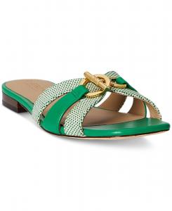 Женские сандалии-шлепанцы Blaike Lauren Ralph Lauren, Natural, Dark Green, Green Topaz