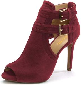 Женские сандалии-ботильоны XYD с открытым носком, двойной пряжкой, шпилькой, стильными вырезами для мероприятий и вечеринок, Wine