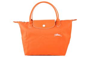 Longchamp Сумка-мешок из холста с кожаной отделкой, женская, оранжевая