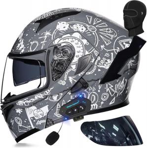 Шлем мотокроссовый CYYFULE-888 Bluetooth, серый / белый