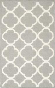 Ковер SAFAVIEH, 77 x 122 см, Dhurries Collection, Grey & Ivory, ручная работа, плоское переплетение из шерсти и бананового шелка, идеально для помещений с высокой проходимостью: прихожая, гостиная, спальня (DHU627B)