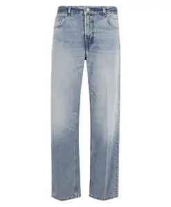 Синие джинсы с эффектом потертости и застежкой-молнией. Haikure, синий