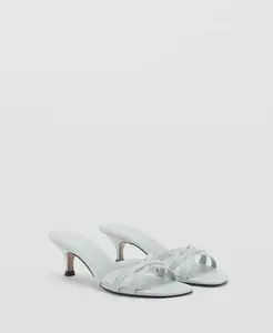 Женские босоножки на каблуке kitten с ремешками Mango, синий