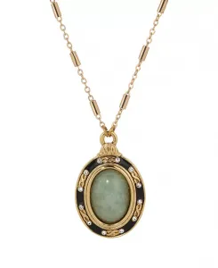 Овальное зеленое ожерелье с покрытием из 14-каратного золота 2028, green