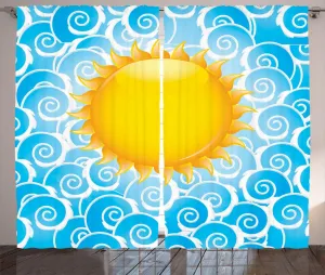 Летняя штора в деревенском стиле ABAKUHAUS, Радость океана, для спальни, присборенная тесьма с петлями и крючками, 280 x 225 см, коричнево-желтый Abakuhaus