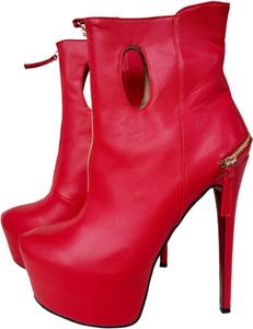 Женские сексуальные модные ботильоны на высоком каблуке-платформе Frankie Hsu, красная кожа, золотая молния, стильные туфли-помпы, большие размеры US4-19, короткие ботинки на щиколотку для женщин и мужчин