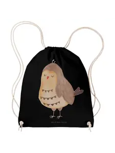 Спортивная сумка Mr & Mrs Panda Sportbeutel Eule Zufrieden ohne Spruch, черный