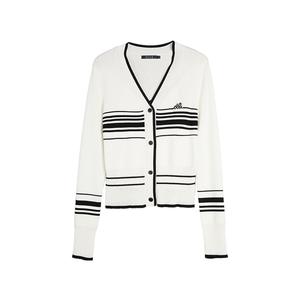 ELLE Кардиган женский V-образный вырез черно-белый