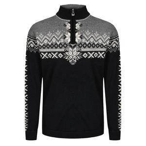 Мужской свитер с застежкой-молнией на четверть длины, посвященный 140-летию компании Dale of Norway., Black/Smoke/Off White
