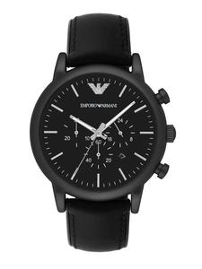 Мужские аналоговые часы Emporio Armani, кожаный ремешок и силиконовый фиксатор, модель AR1970.