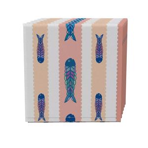 Набор салфеток из 4 шт., 100 % хлопок, 20x20 дюймов, рыба в зубчатых полосках.