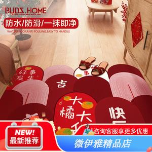 Budis Ковер 100х160 см из ПВХ, водонепроницаемый и нескользящий, для прихожей, стиль Китайского Нового года, моющийся