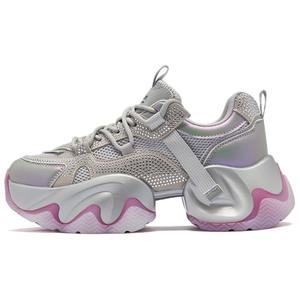 AGSDON Дышащие массивные низкие кроссовки 5,5 см женские фиолетово-серебристые, цвет Purple Silver