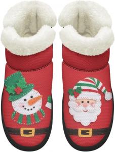 Женские зимние ботинки KEIAHUAN, утепленные ботильоны с меховой подкладкой, легкие и удобные уличные ботинки на плоской подошве, Christmas Snowman & Santa Claus