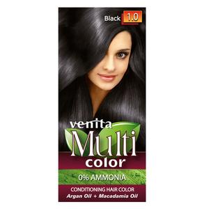 Краска для волос без аммиака 1.0 черная, 1 упаковка. Venita Multicolor, цвет 1.0 black