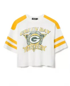 Женская полосатая укороченная футболка с символикой команды «Грин Бэй Пэкерс» НФЛ Junk Food Clothing, белый