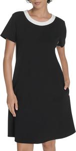 Женское платье-трапеция Tommy Hilfiger с короткими рукавами из крепа Scuba, Black/Ivory