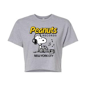 Футболка с принтом Snoopy и наушниками Peanuts Records для подростков Licensed Character, серый