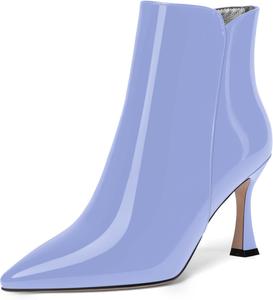 Женские ботильоны MERRORI на высоком каблуке 3,3 дюйма с заостренным носком, вечерние, с молнией и глянцевой отделкой