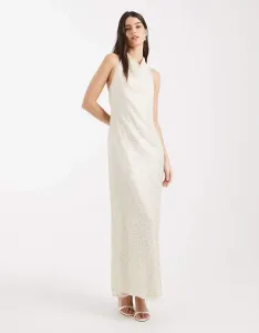 Платье макси цвета слоновой кости с высоким воротником и воротником-стойкой Forever New Bridal